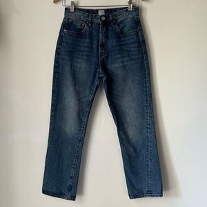 Toteme Twisted Seam Denim Straight Leg Jeans Blue Wash Size 25 Made in Italy